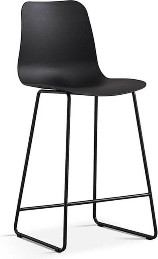Barkruk Penny Zwart Kunststof Set van 2 Zithoogte 49 cm Zitdiepte 42 cm