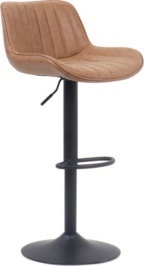 Barkruk Sepp Cognac Kunstleer Set van 2 Geschikt voor kookeiland Draaibaar Met rugleuning In hoogte verstelbaar Zithoogte 61 81 cm Zitdiepte 39 cm