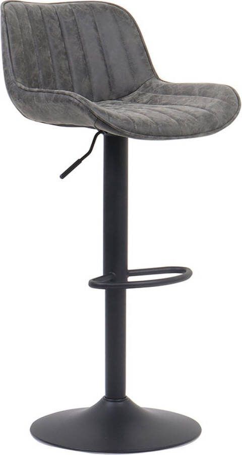 Barkruk Sepp Grijs Kunstleer Set van 2 Geschikt voor kookeiland Draaibaar Met rugleuning In hoogte verstelbaar Zithoogte 61 81 cm Zitdiepte 39 cm