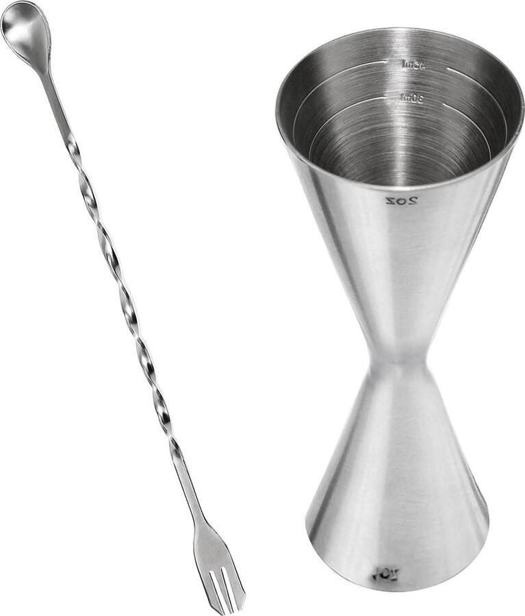 Barmaatje Jigger Measuring Cup Cocktail 304 Stainless Steel Mixing Spoon Silver Need Content in HTML Barmaatje