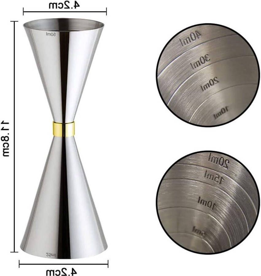 Barmaatje Stainless Steel Cocktail Jigger-Spirit Measure with Mark 5 10 15 20 25 30 40 50ml Silver html content need cocktail supplies Barmaatje