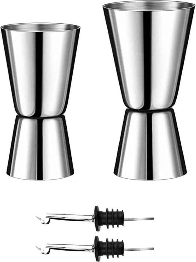 Barmaatje Stainless Steel Measuring Cup Barsize 25 50ml & 15 30ml for Bar Party Wine Cocktail Drink 2 Pouring Spouts Barmaatje