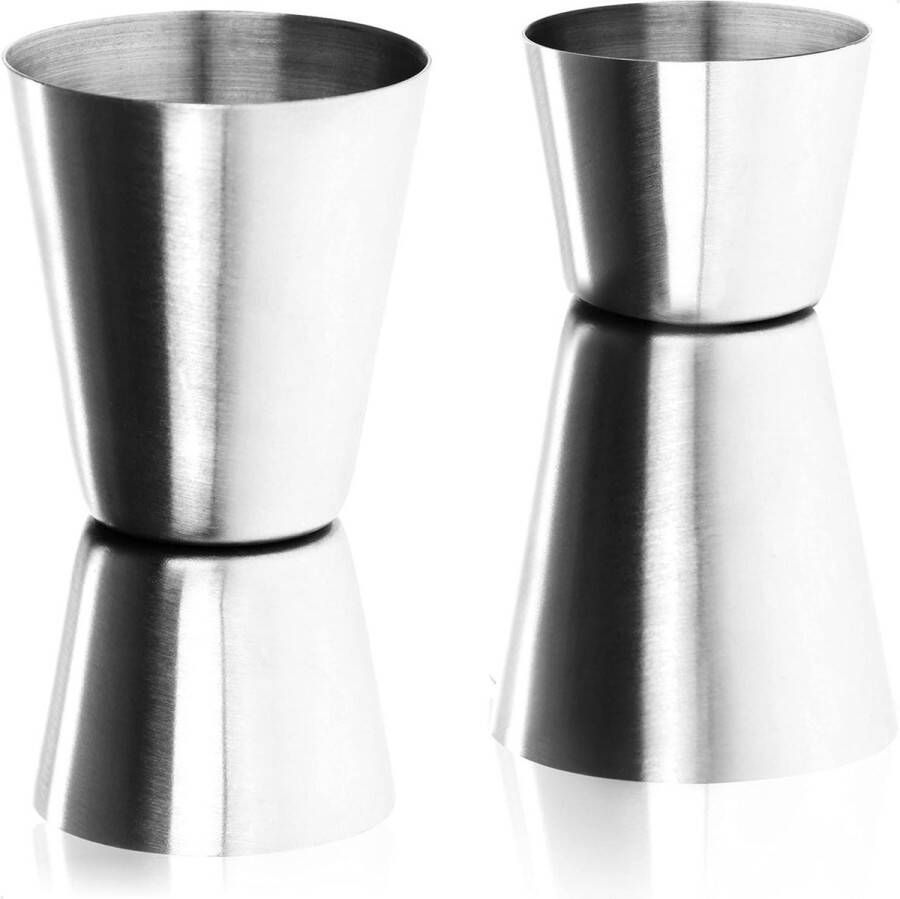 Barmaatje Steel Measuring Cups Bar Size Spirits Cocktails Bar Kitchen Dispensing Measuring Cup 2 Pieces Silver Barmaatje