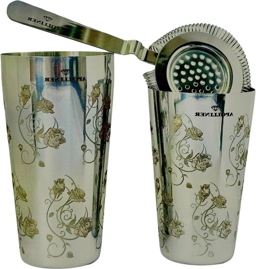 Bartenderkit Boston Shaker 750 ml + 550 ml + Gratis Filter Cocktailshaker Kit Herencadeau Damescadeau Apolliner