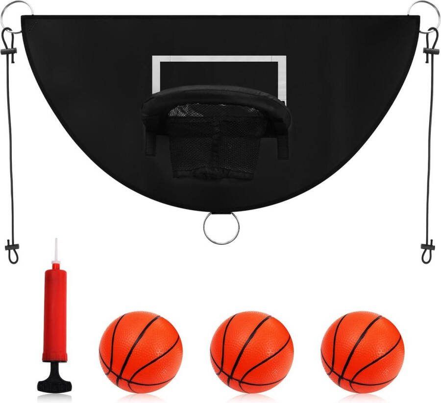Basketbalring Breakaway Rim voor Dunking Trampoline Bevestiging met Mini Basketballen Accessoire voor Kinderen en Volwassenen Binnen en Buiten Gebruik (Zwart)