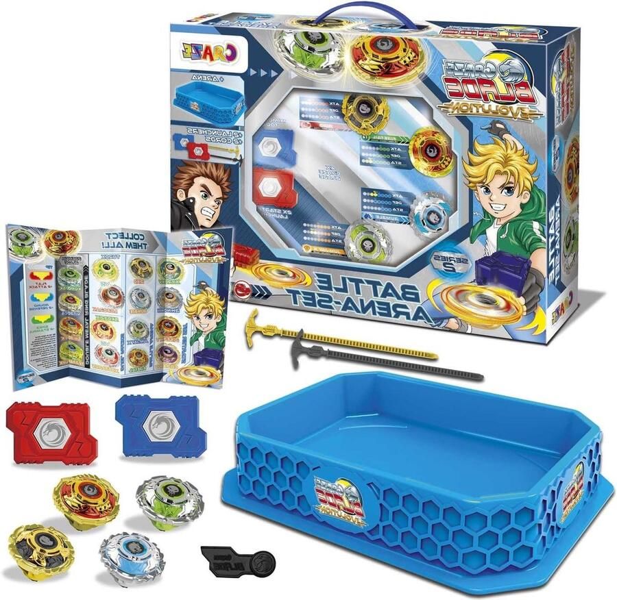 Battle Set van 4 XXL Blade messen tol metalen gevechtstollen incl. accessoires kamfarena tol Arena burst tol kinderspeelgoed voor jongens 32800
