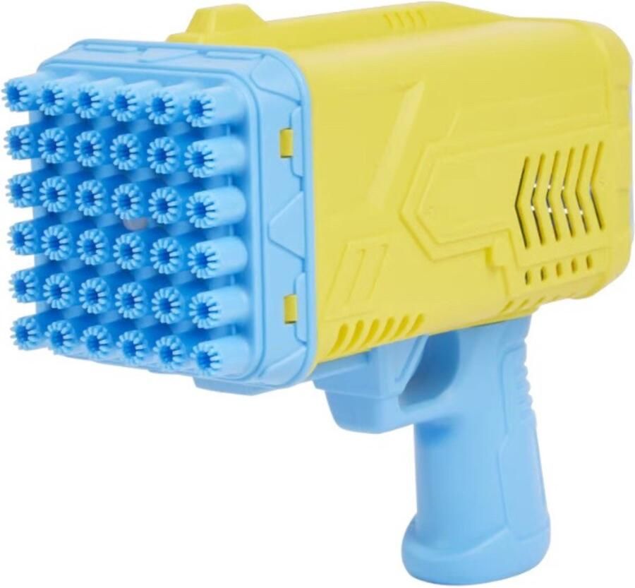 Bazooka bellenblaas pistool Bubble gun blauw geel Bellenblazer Bellenblaasmachine voor kinderen Led lichtjes blauw geel Incl. Batterijen