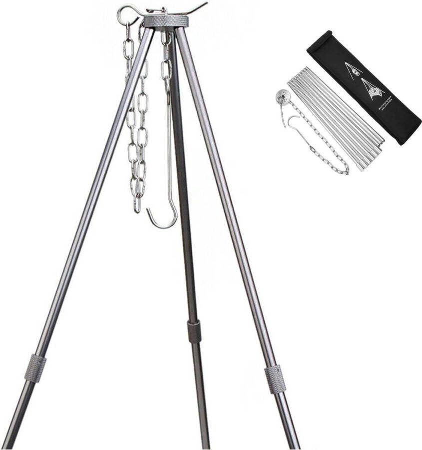 BBQ driepoot frame driepoot telescopisch frame grillstandaard koken in de open lucht statief inklapbaar kampvuur grillrooster standaard camping statief met ketting en haak