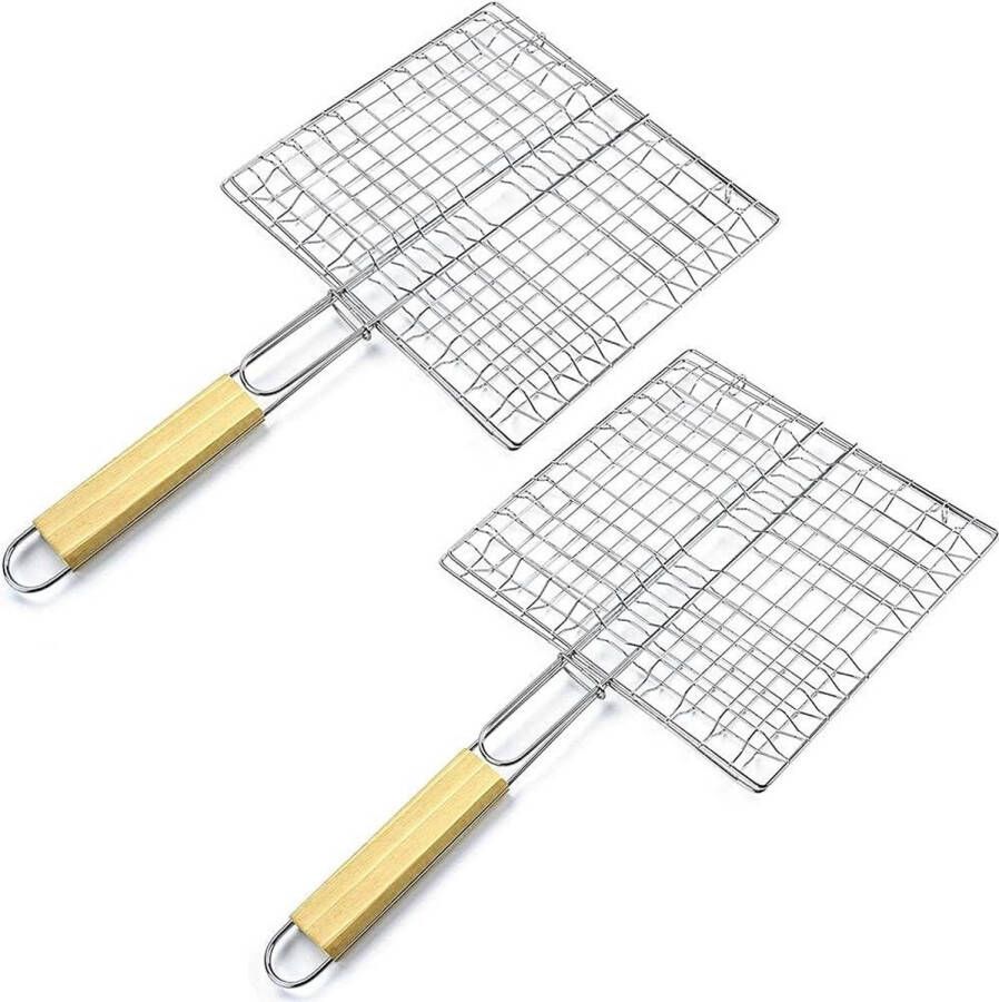 BBQ Grillrooster Opruimbare Grillmand met Handvat Voor Binnen en Buiten Vis Groenten Garnalen Steak
