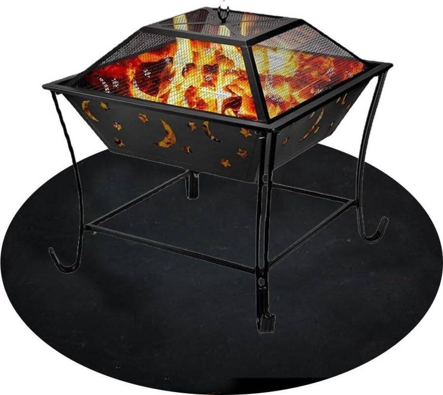 BBQ grills mat vuurschaal onderlegger vuurbestendige mat voor vloerbescherming zwart rond 3 lagen winter-haardmat