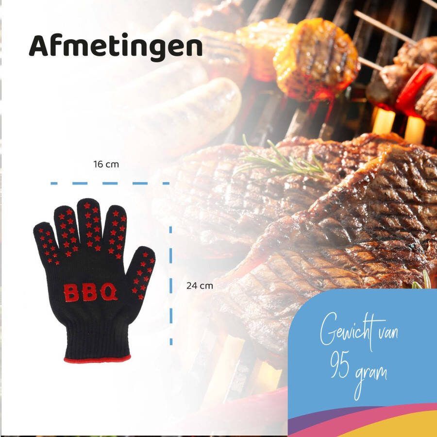 YUNICS BBQ Handschoenen BBQ Handschoenen Hittebestendig BBQ accesoires Rood Zwart