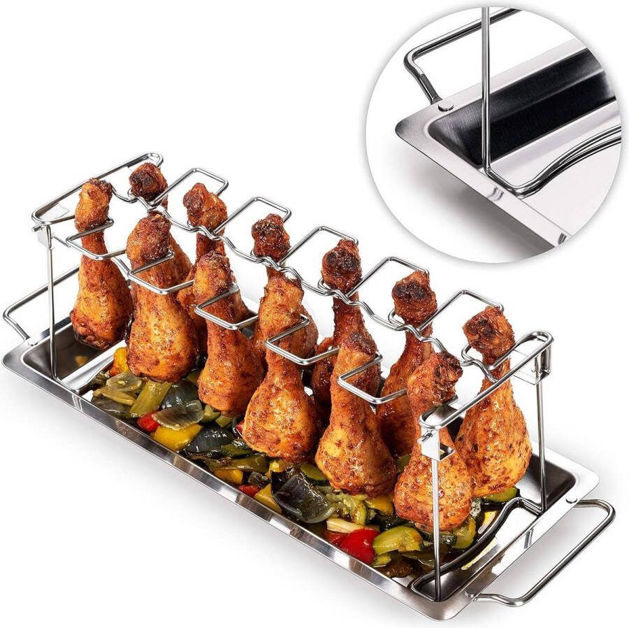 BBQ Kippenpoot Rek Voor 12 Kippenpoten Vaatwasmachinebestendig bbq accessoires