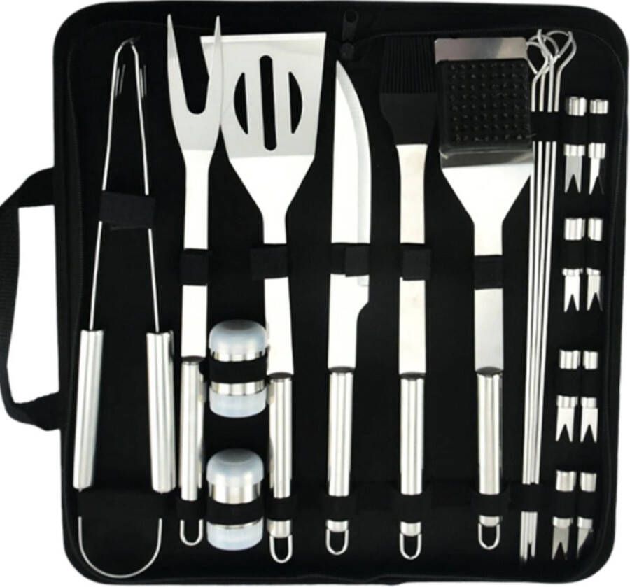 BBQ Set Accesoires 20-delig BBQ gereedschap Inclusief Draagtas BBQ tang BBQ Borstel Hoge Kwaliteit Roestvrij Staal