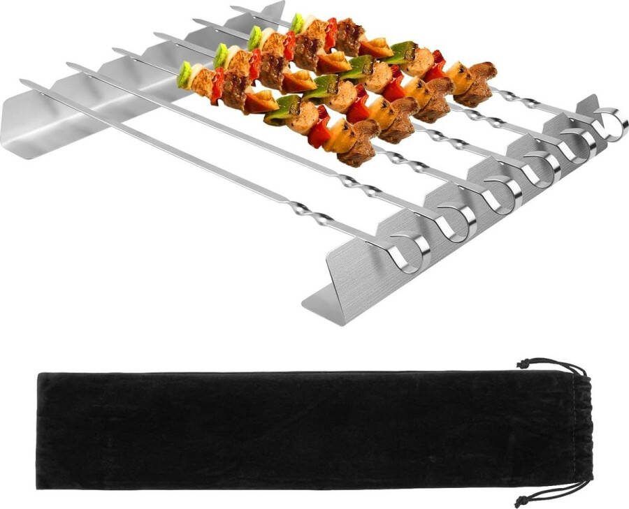 BBQ Spiesjes met Houder RVS Set Gegrillde Accessoires voor Buitenbarbecue weber bbq accessories