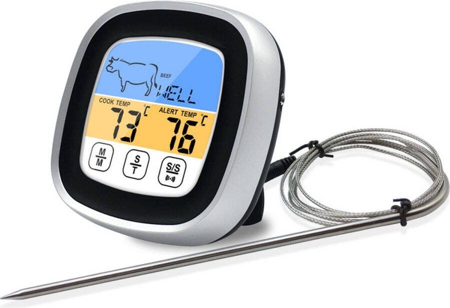 Bbq thermometer Voedselthermometer Sonde Ovenbestendig Digitale Vleesthermometer Touchscreen & Instant Read Timer Alarm Keuken Koken Thermometers