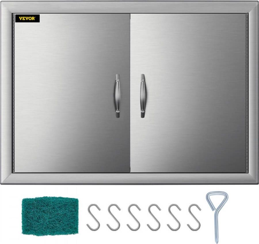 Dakta BBQ Toegangsdeur Dubbele Deur Buitenkeuken 71x48 cm Roestvrij Staal Zilver
