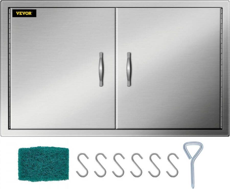Dakta BBQ Toegangsdeur Dubbele Deur Buitenkeuken 99x66 cm Roestvrij Staal Zilver