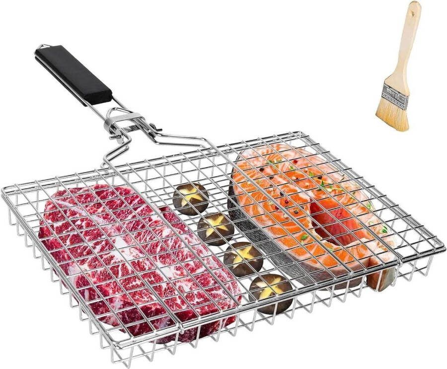 BBQ Vis Grill Mand RVS Opvouwbaar Met Handvat Outdoor Camping Barbecue Mand voor Groenten Draagbare BBQ Gereedschap