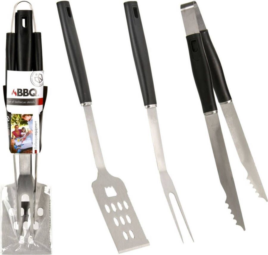 Trendoz Bbq barbecue Gereedschap Set 3-delig Rvs Barbecuegereedschapset