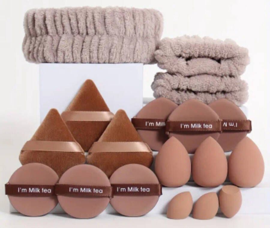 Beauty Blender set 18 delig make-up spons haarband polsband