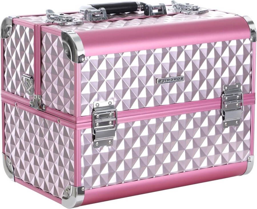 Beauty Case Make-up Storage Roze Diamantpatroon 36 x 28 x 23 cm JBC319P make up koffer meisje