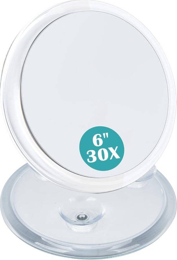 Beauty Planet 30 x vergrotende spiegel met zuignappen om op te plakken reisspiegel voor make-up 15 cm diameter