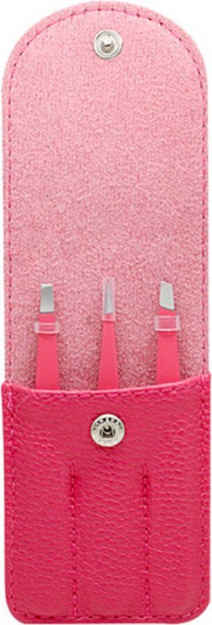 Beauty Tools Pincet set van 3 met wenkbrauw- splinter- & combinatiepincet Rood