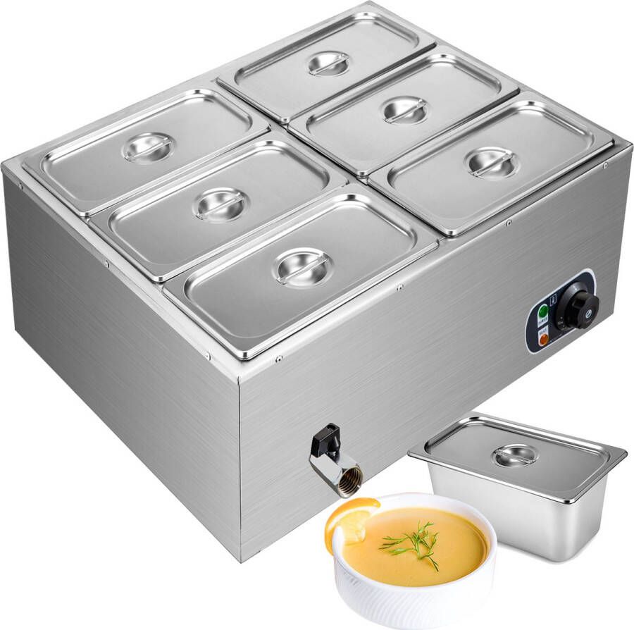 BeBetter | Buffetwarmer Warmhoudbakken Au Bain Marie 6 Containers 30 Liter