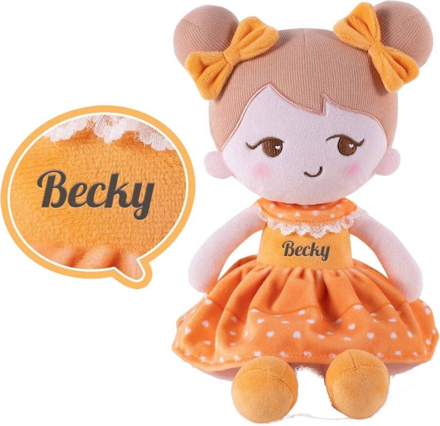Sandra's Poppenkraam Becky Knuffelpop GRATIS Met naam naar keuze Oranje koningsdag Zacht