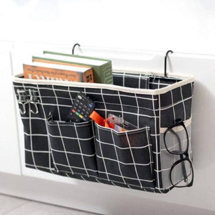 Bed Storage Organizer Hangtas 12 2 x 7 8 x 4 3 inch Home Dorm Bed Bank Stapelbed en ziekenhuisbedden voor College Dorm Kamers Bed Rails Camp Opbergtas Pocket (zwart)