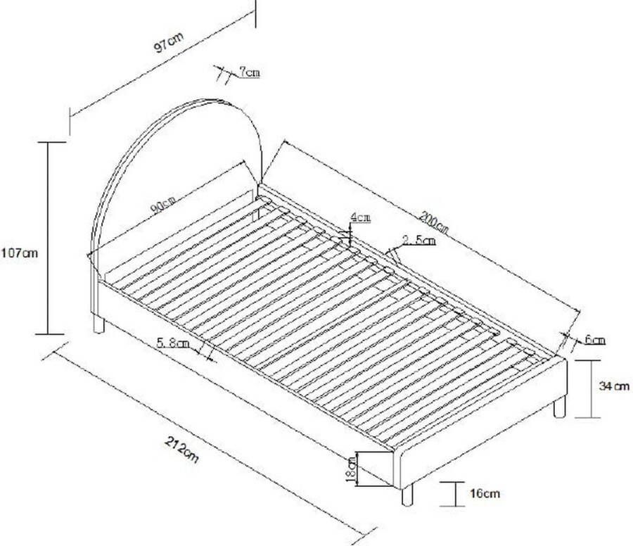 Bed Victoria Roze Rubberhout 90x200cm Hoogte 107 cm