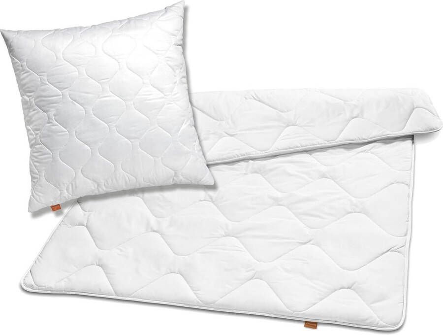 Beddengoedset Basic 120 hoofdkussen 80 x 80 cm + dekbed voor het hele jaar 135 x 200 cm microvezel medium wit