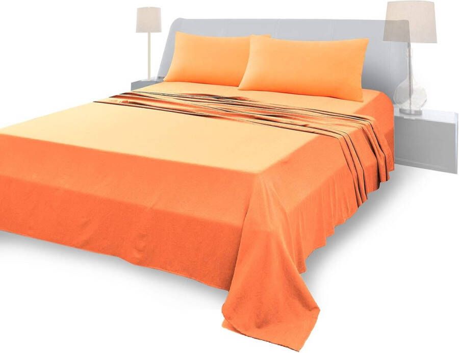 Beddenset voor een eenpersoonsbed van 100% katoen eenpersoonsbed 180 x 200 cm lakens 250 x 280 cm 2 kussenslopen 50 x 80 cm oranje
