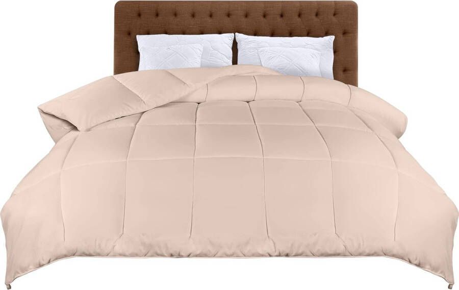 Bedding Lichtgewicht dekbed 200x200 cm Gewatteerd dekbed 200 GSM met Polyester vulling Zacht zomerdekbed met hoeklabels Doos Gestikt Alternatief dekbed (Beige)