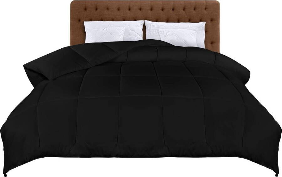 Bedding Lichtgewicht dekbed 200x200 cm Gewatteerd dekbed 200 GSM met Polyester vulling Zacht zomerdekbed met hoeklabels Doos Gestikt Alternatief dekbed (Zwart)