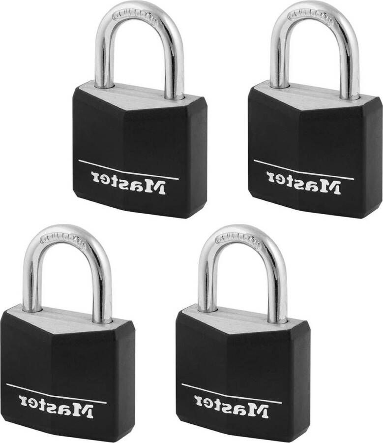 Bedekt aluminium gesleuteld hangsloten zwart 4 tellen Pack van 1