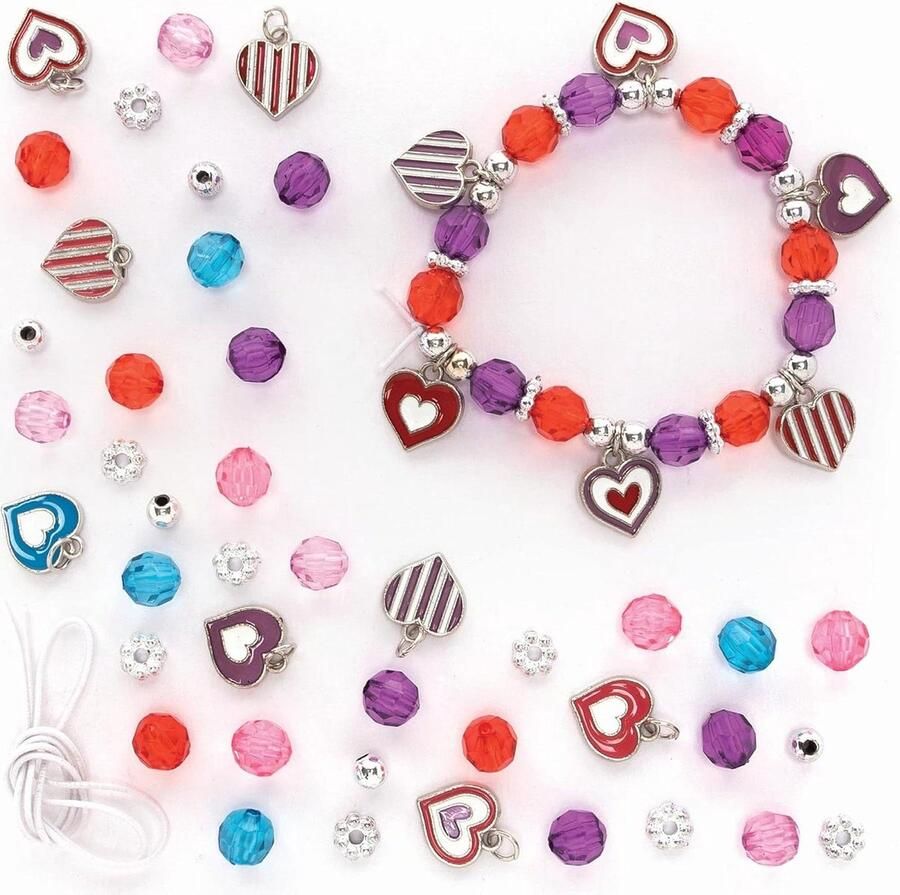 Bedelarmband Knutselpakket Hart Kinderjuwelen Verjaardagsknutsel Pak van 3 (FC471)