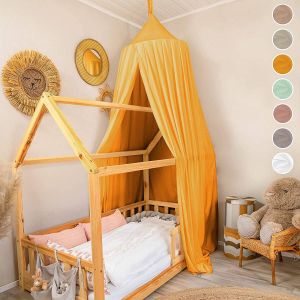 Bedhemel baldakijn kinderkamer in unieke kwaliteit past om babybed kinderbed huisbed of als knuffelhoek incl. geschenkdoos voor meisjes en jongens mosterdgeel-geel