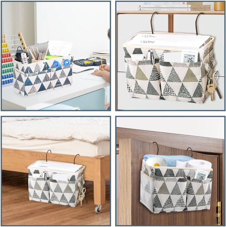 Bedorganizer 2 stuks organizer om op te hangen met 2 vakken multifunctionele bedtas hangtas hangende opbergtas voor thuis kantoor school slaapzaal kamer stapelbed