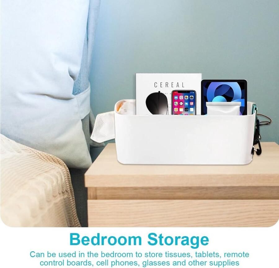 Bedorganizer om op te hangen 2 stuks hangbed organizer opbergmand met haken robuust nachtkastje caddy om op te hangen voor boek tijdschrift speelgoed mobiele telefoon hoofdtelefoon