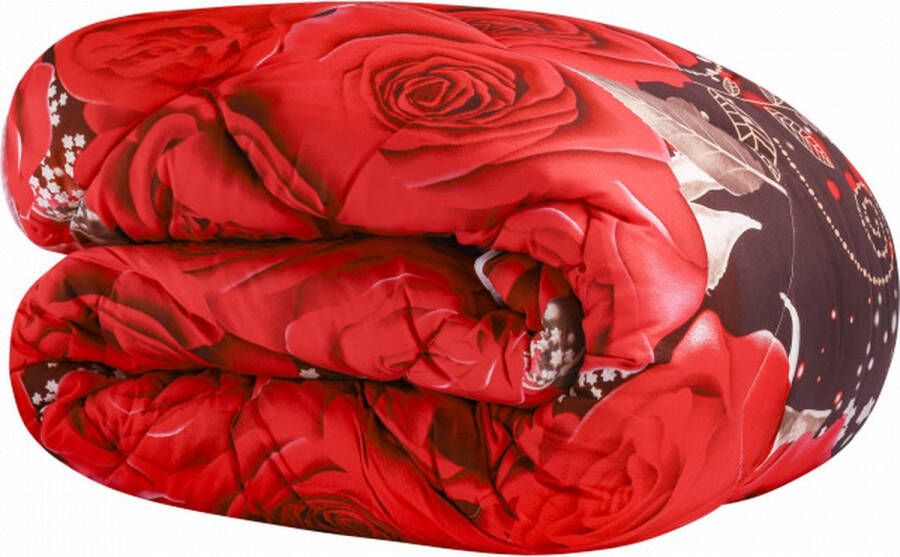 Bedrukt Dekbed Met Rode Rozen 240x 200 cm Hoesloos Wasbaar Zonder Overtrek