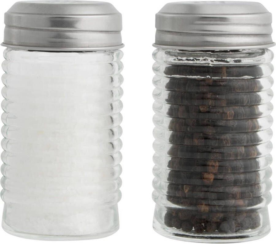 Beehive Glass Shaker Set Salt and Pepper Pots with Screw Caps Stainless Steel Clear Home Kitchen Café Bistro Accessories Zoutvaatje