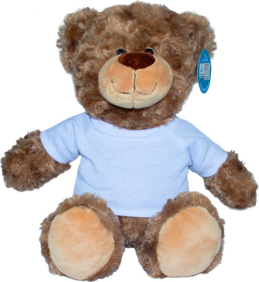 Beer Bodo knuffelbeer bruine teddybeer wit T-shirt 30 cm gekrulde pluchen vacht MiniFeet mbw