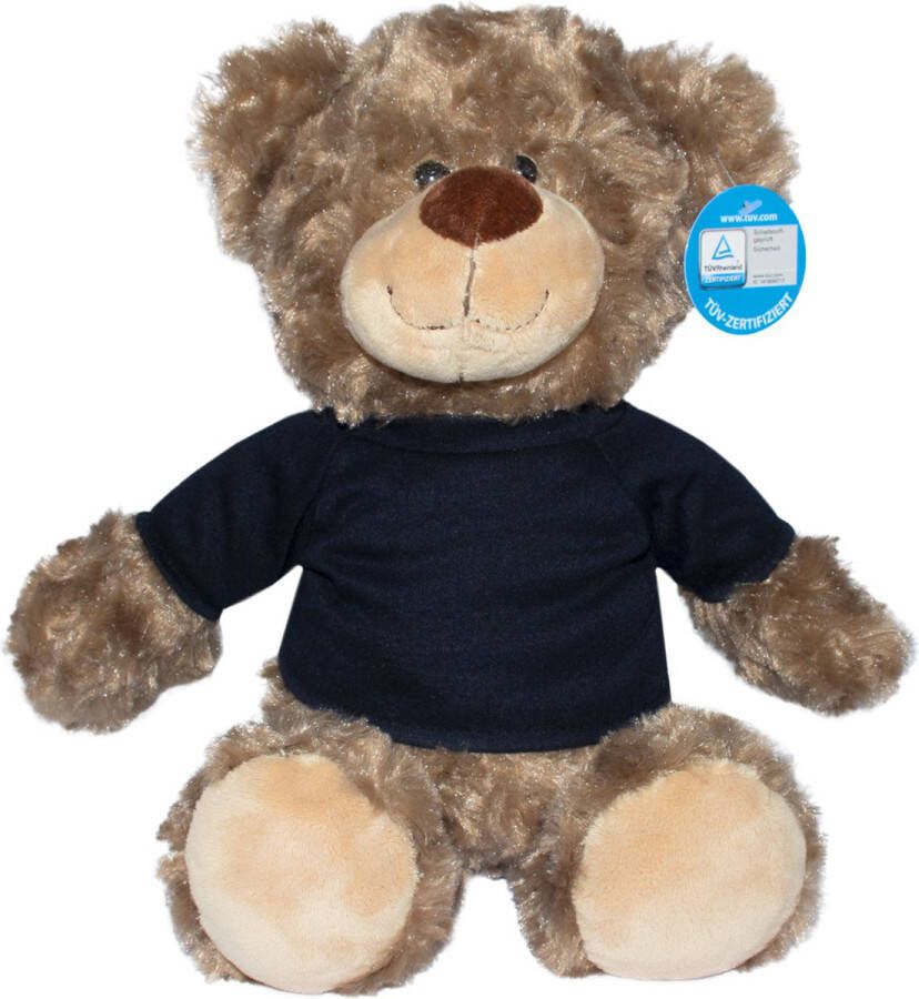 Beer Bodo knuffelbeer bruine teddybeer zwart T-shirt 30 cm gekrulde pluchen vacht MiniFeet mbw