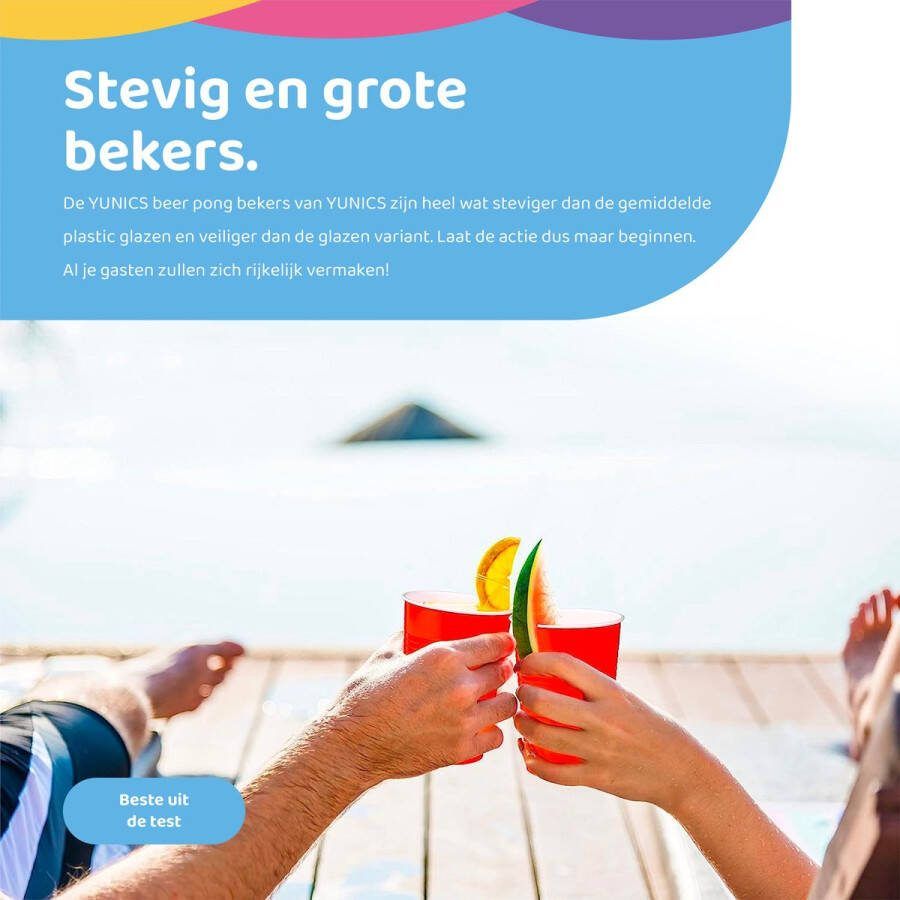 Beerpong 100 stuk(s) Red Cups Inc. 3 Ballen Beerpong drankspel Plastic Bekers Beer Pong