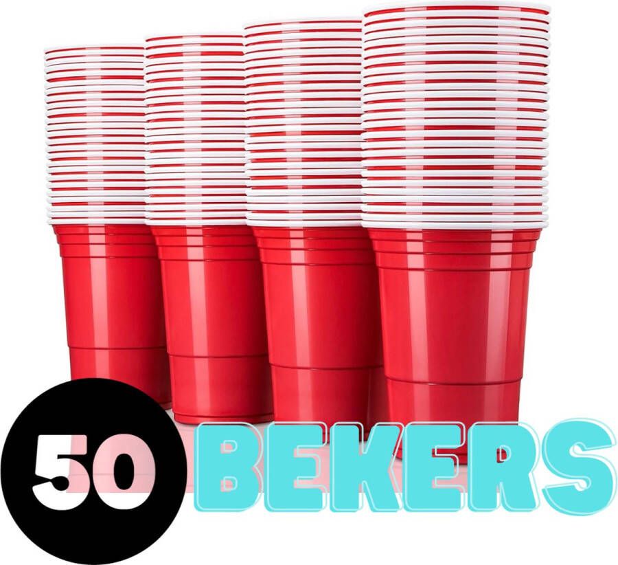 Beerpong Bekers 50 stuks American Cups Herbruikbare bekers Bierpong Pingpong ballen Actiespel 50 Redcups Drankspel Drinkbekers Drinkspel