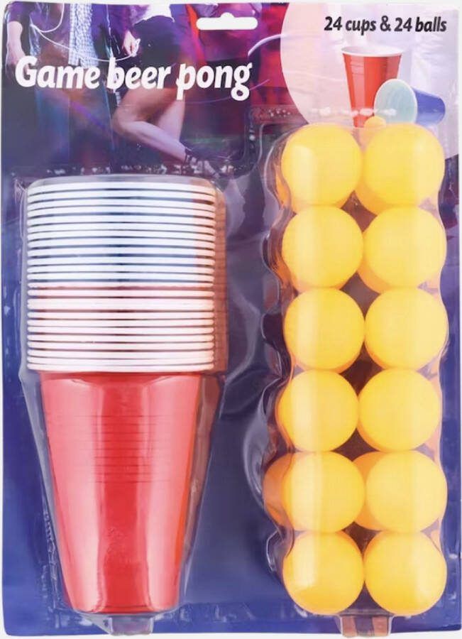 Beerpong Drankspellen set van 24 cups en 24 ballen