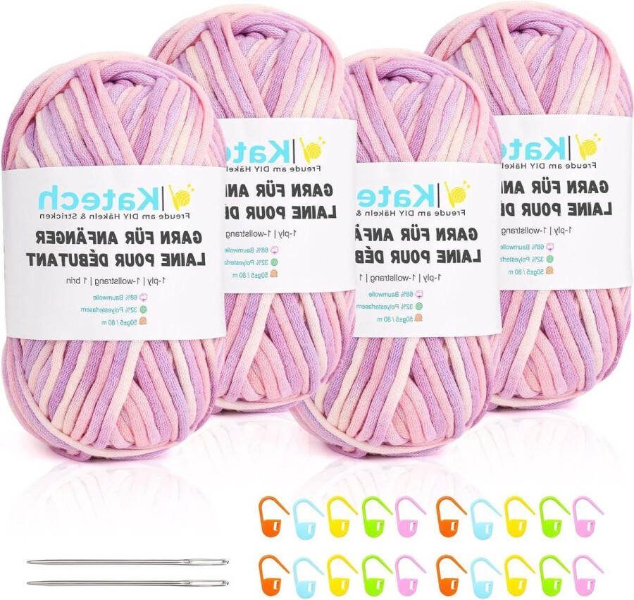Beginner Crochet Yarn Animal Coasters 4 Pieces 50g Thick Yarn Cotton Crochet and Knitting Pink Purple