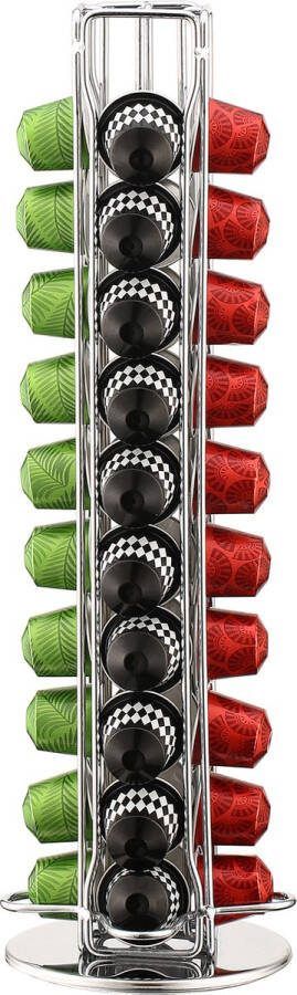 Behave Capsulehouder 360° Draaibaar Cuphouder Zilverkleur Geschikt voor 40 Nespresso capsules