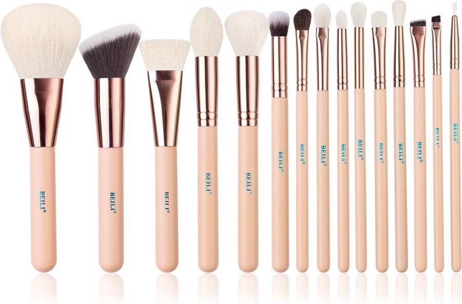 Beili Professionele make up kwasten set 15 delig Met foundation kwast Met poeder kwast Met oogschaduw kwast